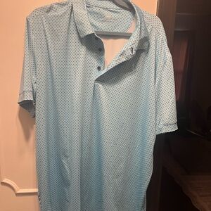 Mizzen+Main Sky Blue Polka Dot Polo 2XL